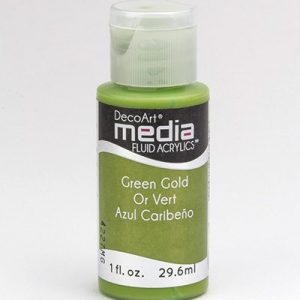Mixed Media Acrylics Green Gold